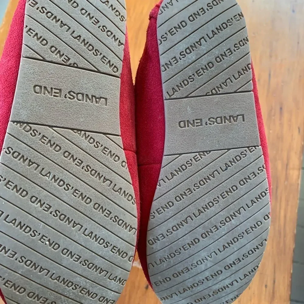 Kids lands end red slippers size 3